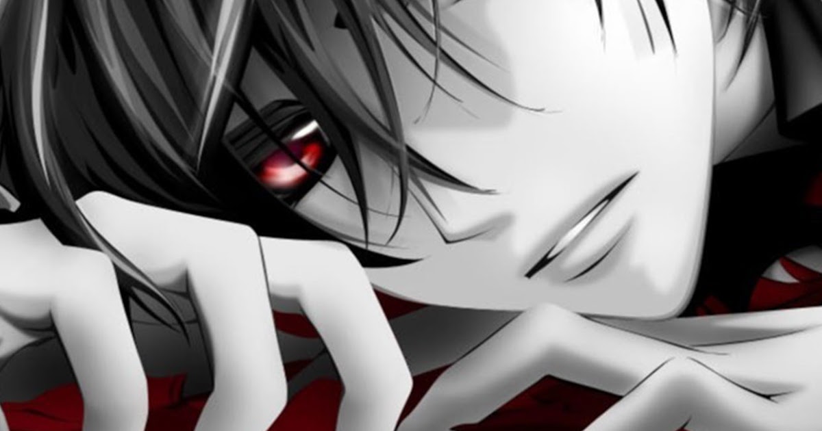 eyes with black hair Anime red girl and vampire