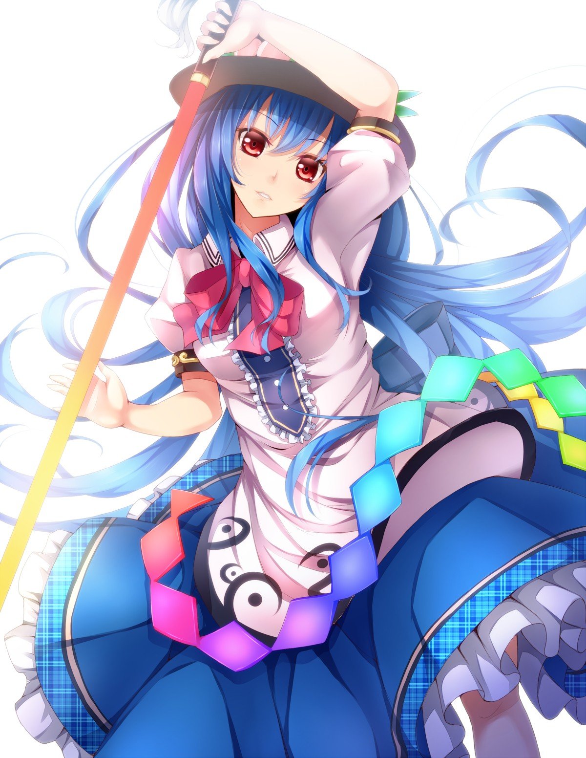 woman blue hair with Anime