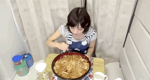 vomit Asian girl eating her