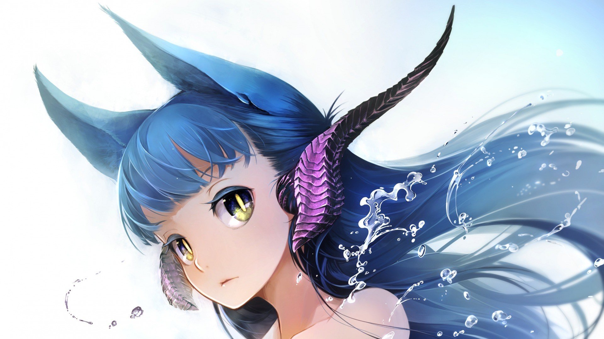 woman blue hair with Anime