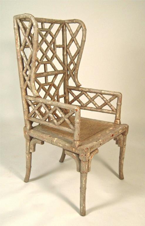 chair faux Asian style bamboo wing