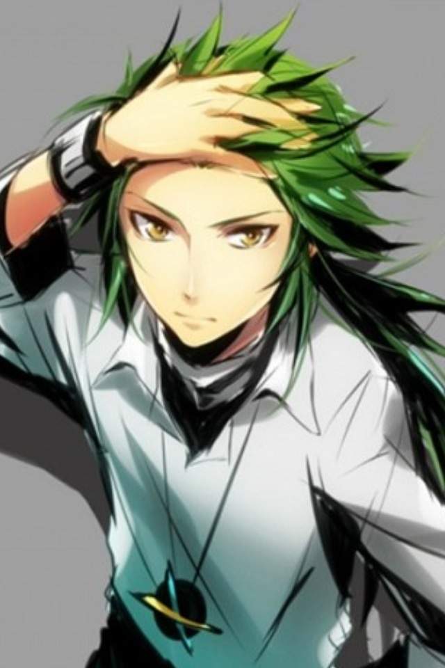 Anime green hair boy