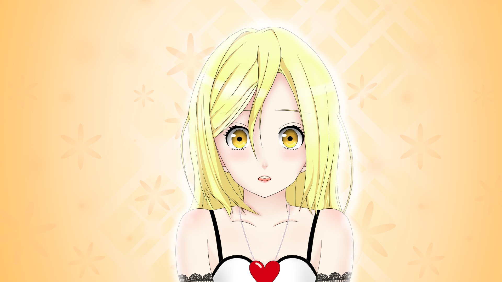 girl yellow hair eyes blonde Anime