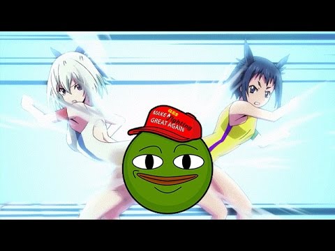 Anime girls fight with butts