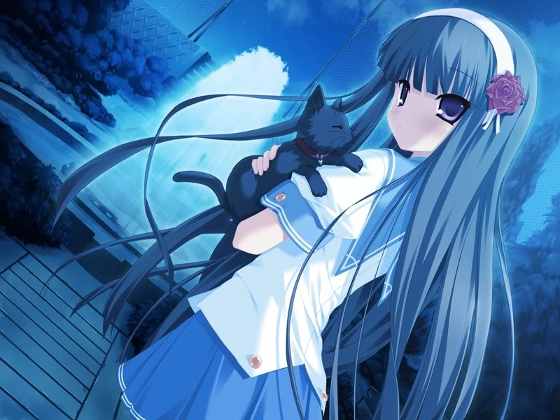 Anime girl with light blue hair