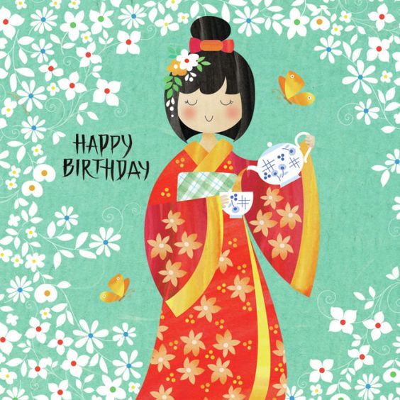 Asian birthday card free