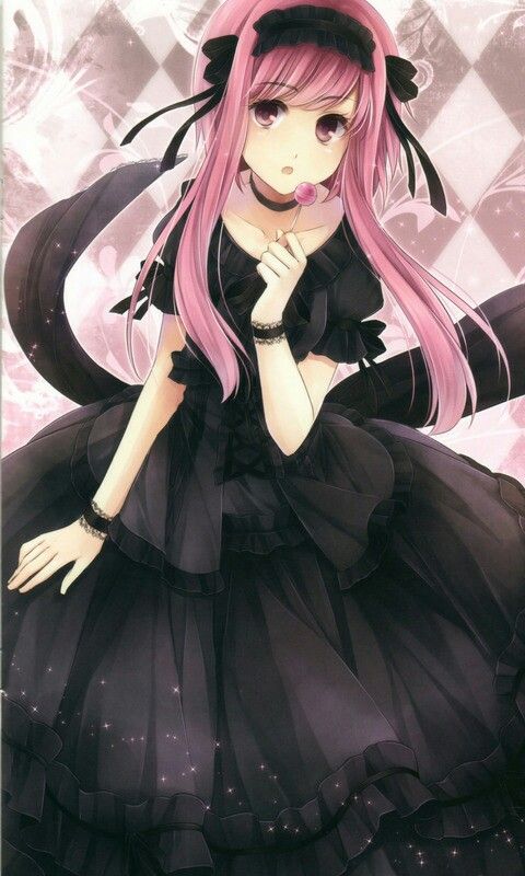 girl hair Anime with dark pink