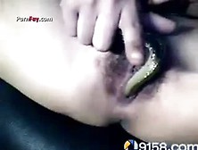 her in ladt Asian ass shoves eels