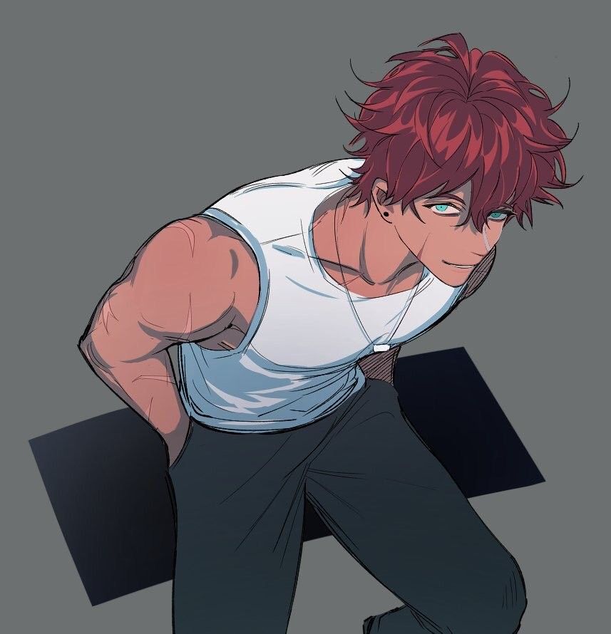 anime Red guy haired