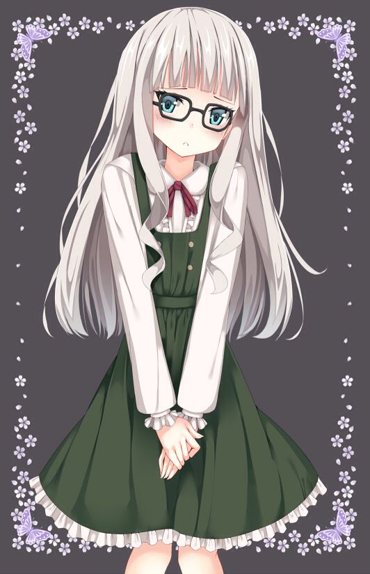 anime glasses with Shy girl