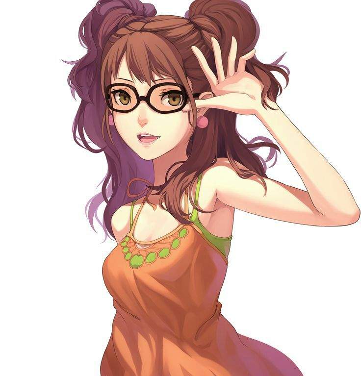 glasses Anime girl with red