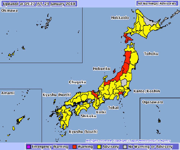 map Japan meteorological weather