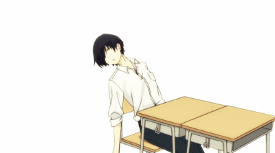 at desk guy Anime
