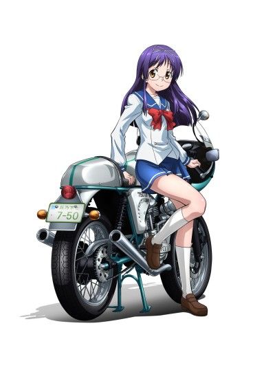 motorcycle Anime girl with