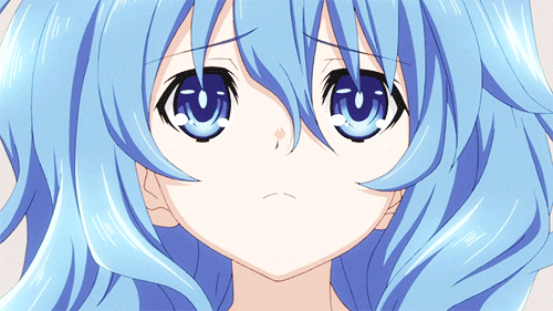 blue hair Anime girl crying with