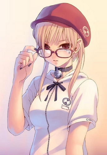anime with haired Brown glasses girl
