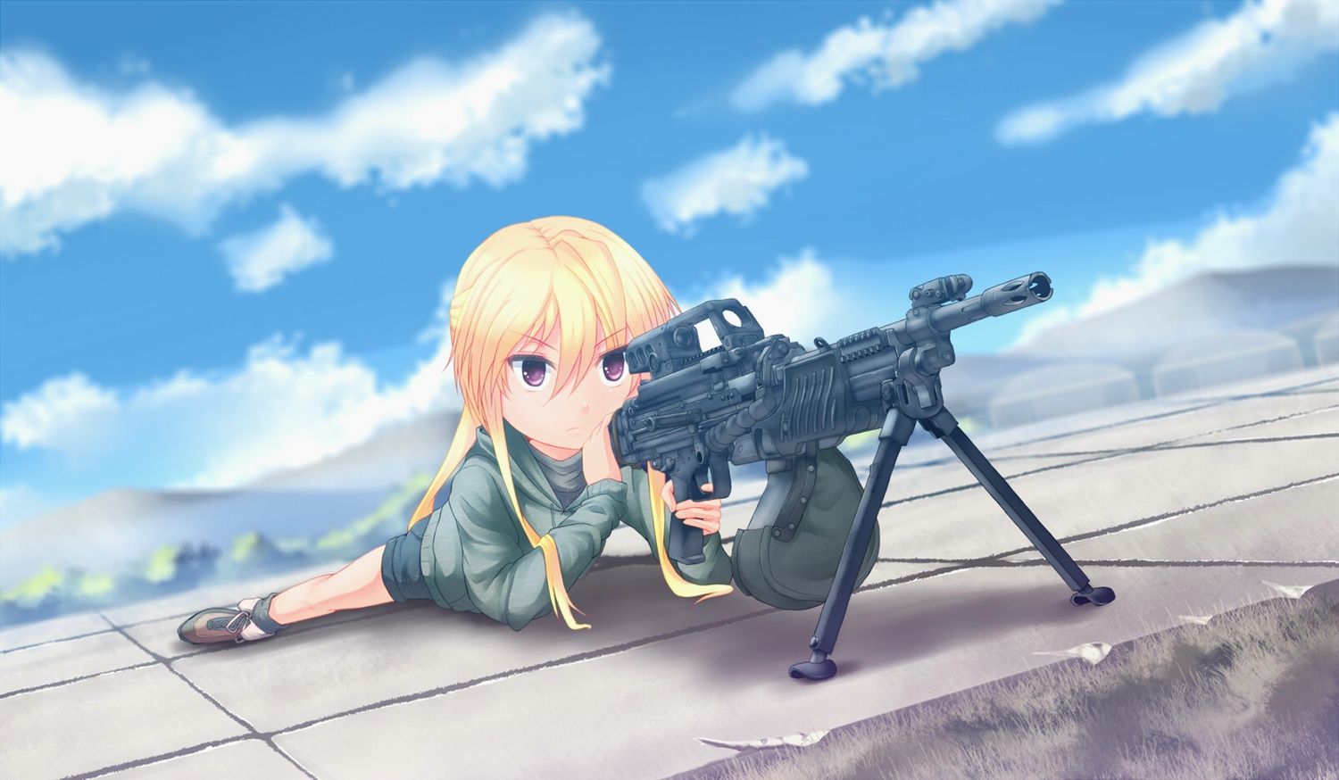 gun girl Blonde anime with