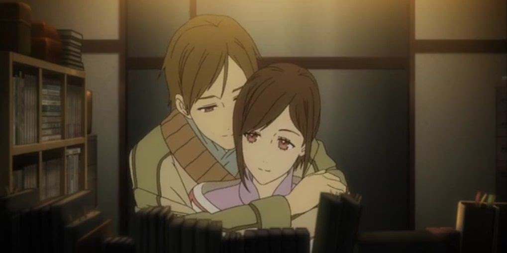 Two anime girls hugging