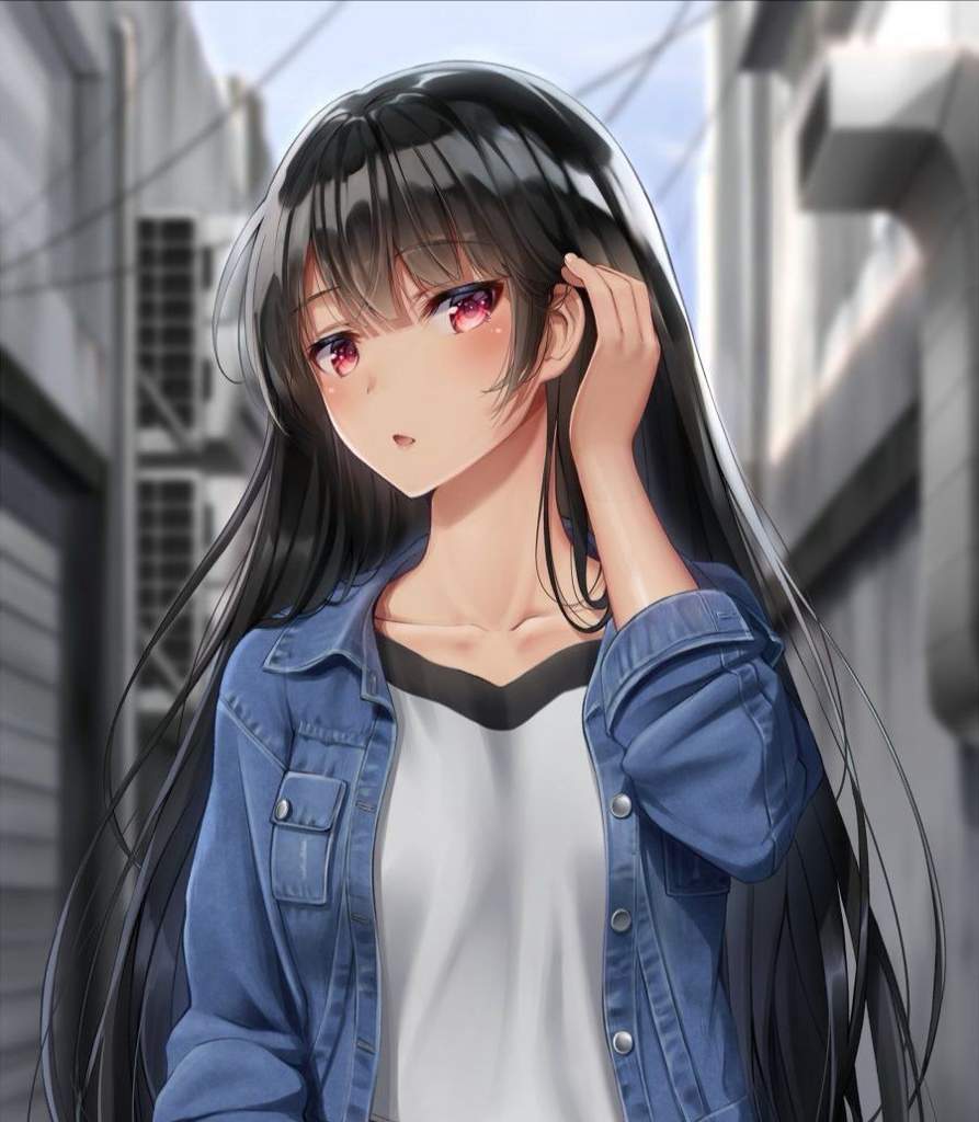 hair dark Anime with girl