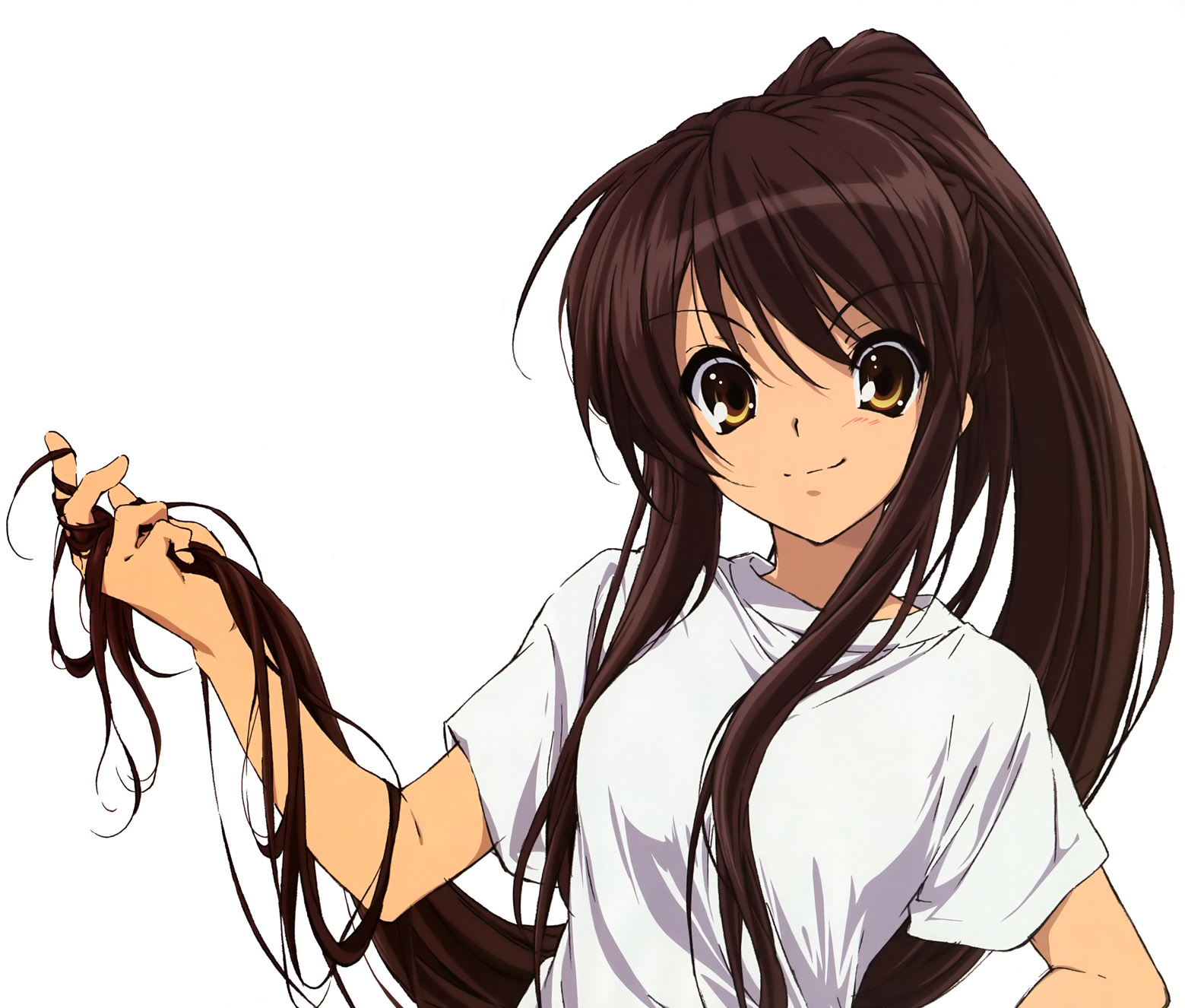 brown hair anime girl Long