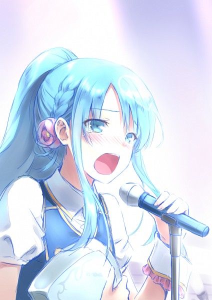 Blue haired anime singer