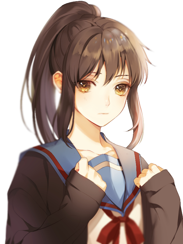 Anime girl with black hair and hazel eyes