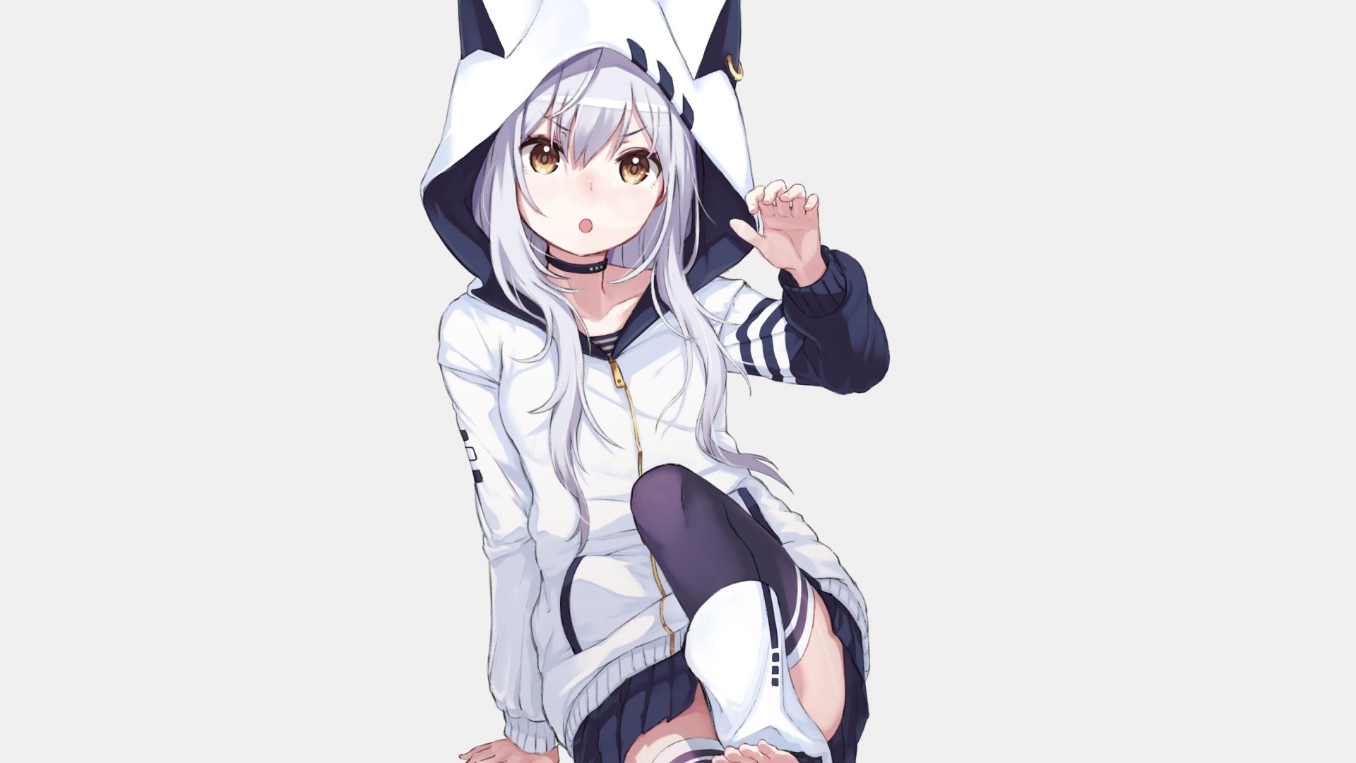 in Cute anime hoodie girl