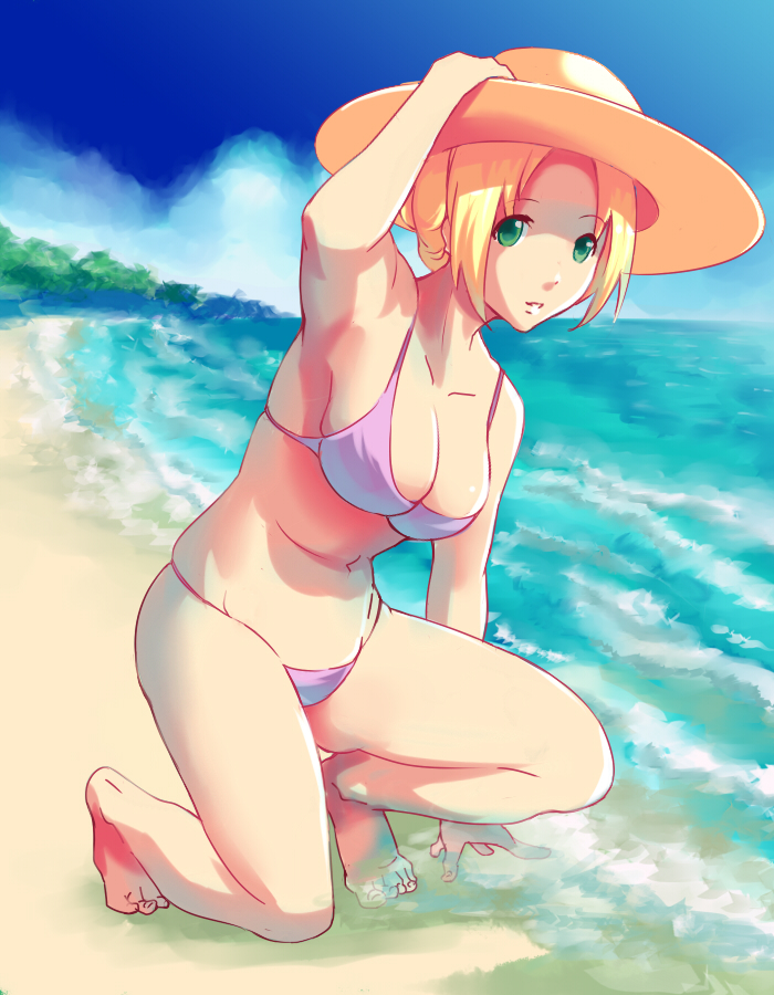Anime girl at the beach