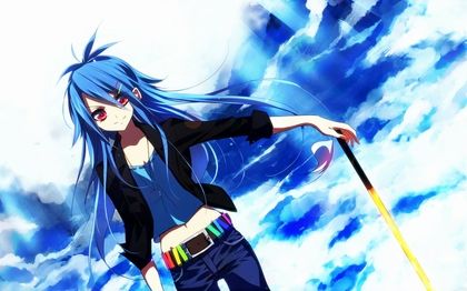 girl light blue hair Anime with