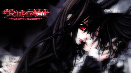Anime vampire girl with black hair and red eyes