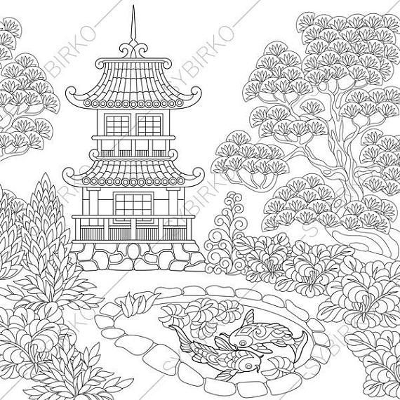 adults Chinese colouring pages for