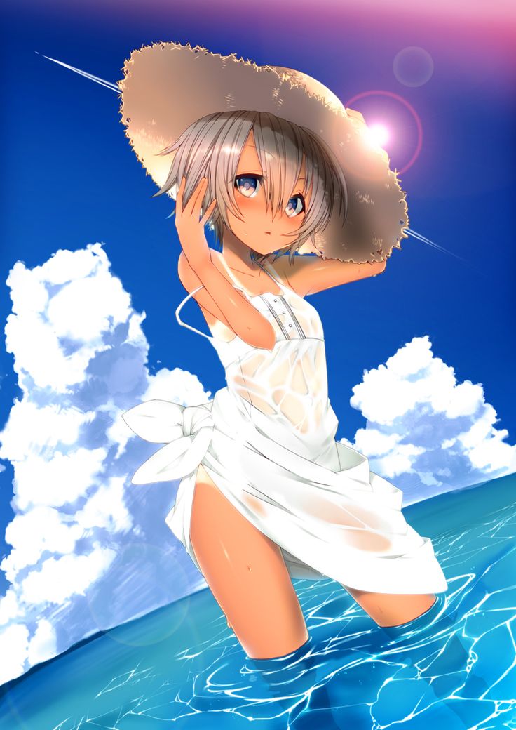 at beach the girl Anime