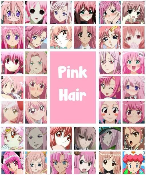 hair with Female characters anime pink