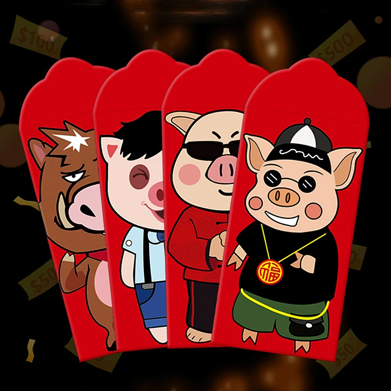 pig dan asian bag Red
