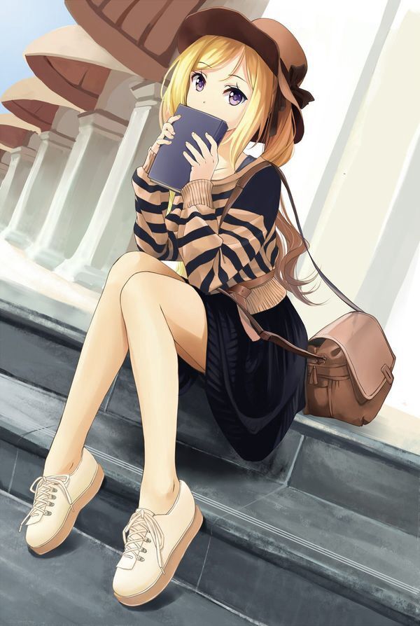 girl sitting anime Cute