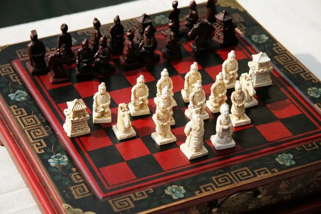 32 antique asian chess chinese style wooden