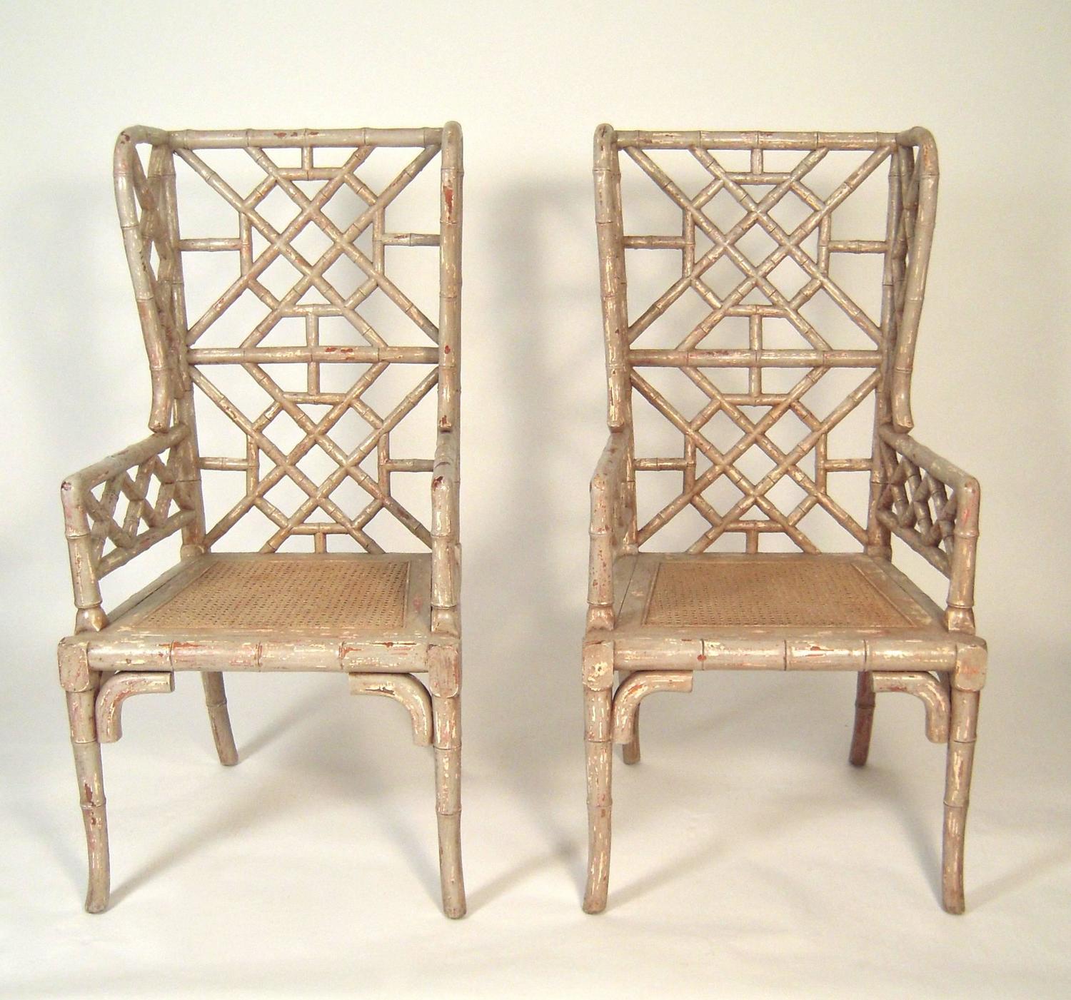 chair faux Asian style bamboo wing