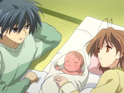 to a giving birth baby Anime