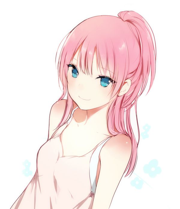 girl pink anime hair with Cute